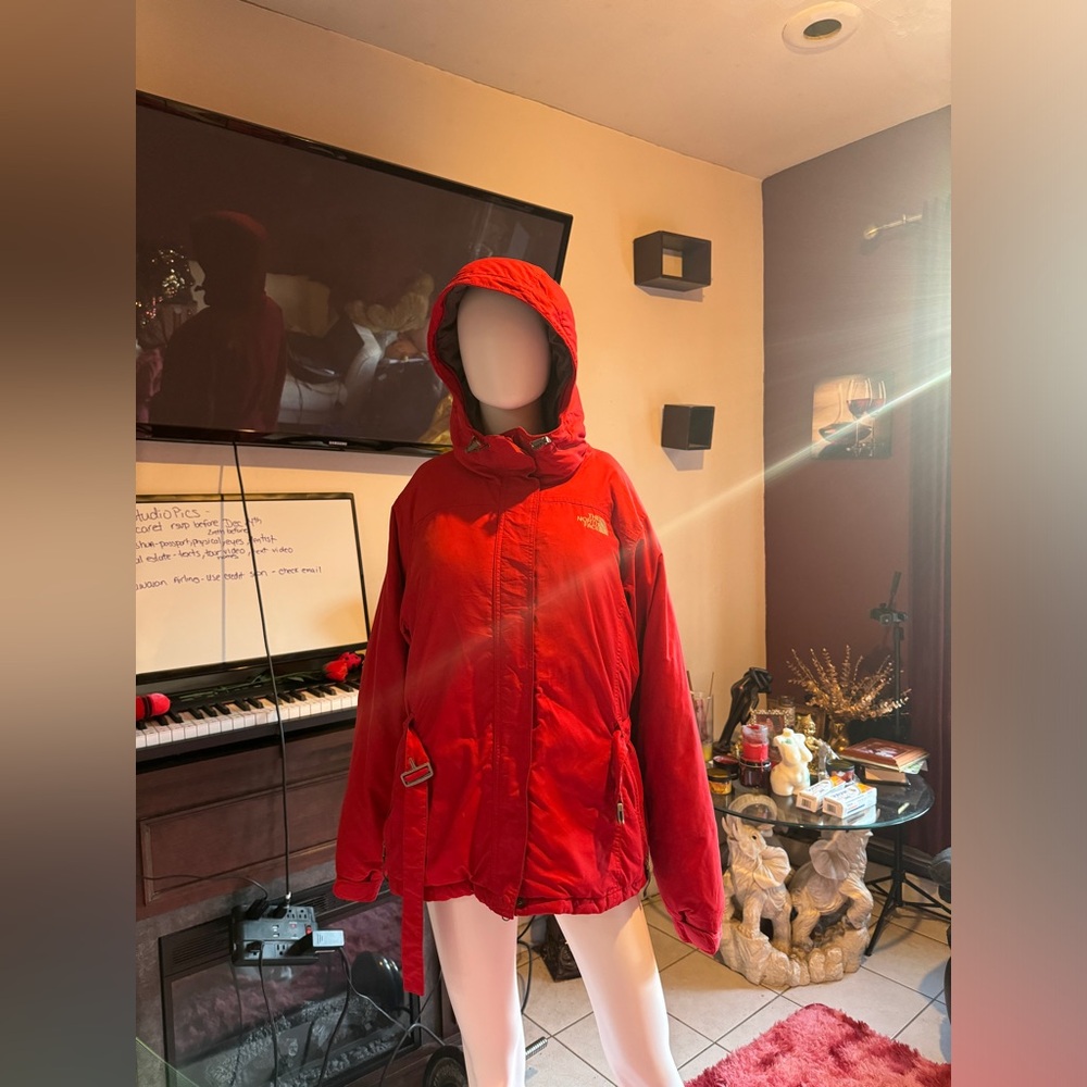 Women’s The North Face Belted Red Hooded Coat - Size Large